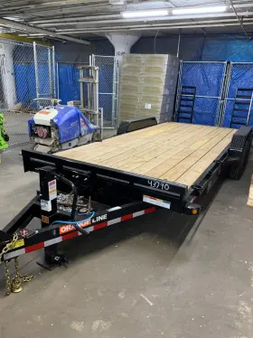 Eq14 Orange Trailer Truck 20ft Black With Wood Bed