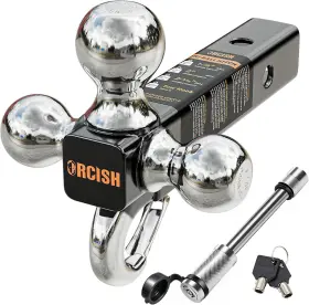 Ay1-at185 Orcish Trailer Hitch Tri-ball Mount With Hook Contain Secure Upgrade