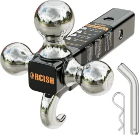 Ay1-at40 Orcish Trailer Hitch Tri-ball Mount With Hook And Pin Ball Classic