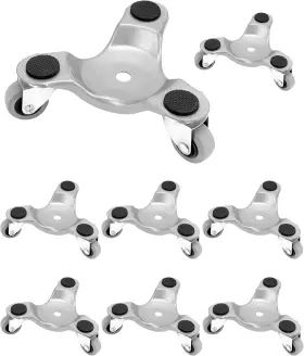 Wd15024 Qwork 8 Pcs 6 Inch Steel Tri-dolly 400 Lbs Load Capacity Great Silver