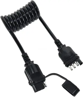 Red Wolf 769894712467 5ft Trailer Light 4-way Extension Cord 60 Inch Flexible Coiled Cable Connector Plug
