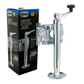 74413 Reese Towpower Round Trailer Jack Side Mount 1 000 Lbs. Lift Chrome