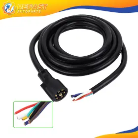 Re160ts73753 Refast-autoparts 12ft Power Wires 7 Way Trailer End Molded Plug For Rv Double Contact