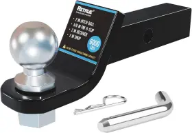 Rth222 Retrue 2 Inch Trailer Hitch Ball Mount With Pin 6000lbs Drop Black