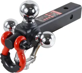 864062 Reysun Trailer Hitch Tri-ball With Rotatoble Tow Shackle And Chrome Ball