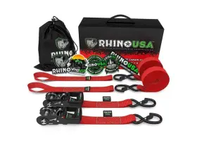 Rhino Usa 711841545208 Hdkit-2pk-red 1.6 Inch X 8ft Hd Ratchet Tie-down Set 2-pack Red