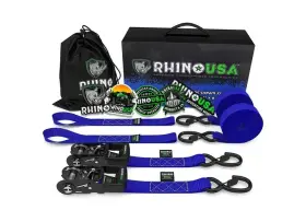 Rhino Usa 711841545215 Hdkit-2pk-blu 1.6 Inch X 8ft Hd Ratched Tie-down Set 2-pack Blue