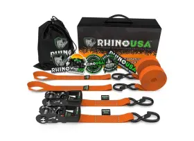 Rhino Usa 711841545222 Hdkit-2pk-org 1.6 Inch X 8ft Hd Ratchet Tie-down Set 2-pack Orange