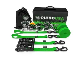 Rhino Usa 711841545246 Hdkit-2pk-grn 1.6 Inch X 8ft Hd Ratchet Tie-down Set 2-pack Green