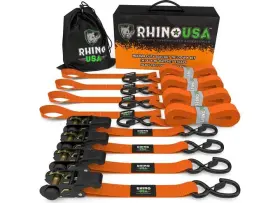 Rhino Usa 711841545338 Rcht-4pack-org Medium Duty Ratchet Strap Tie-down 1 Inch X15ft 4-pack Orange