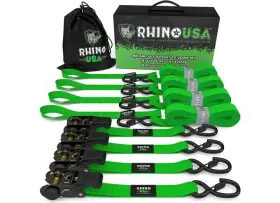 Rhino Usa 711841545345 Rcht-4pack-grn Medium Duty Ratchet Strap Tie-down 1 Inch X15ft 4-pack Green