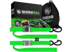 Rhino Usa 712038636365 Rno-camsoft-grn 1.5 Inch X 8ft Cambuckle Tie-down Straps 2-pack Green