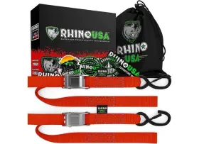 Rhino Usa 712038636402 Rno-camsoft-red 1.5 Inch X 8ft Cambuckle Tie-down Straps 2-pack Red
