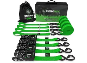 Td-gc1.6x15-grn Rhino Usa 810109890002 1.6 Inch X 15ft Heavy Duty Ratchet Tie-down 4-pack Green