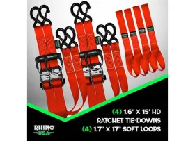 Td-gc1.6x15-red Rhino Usa 810109890019 1.6 Inch X 15ft Heavy Duty Ratchet Tie-down 4-pack Red