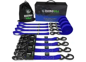 Td-gc1.6x15-blu Rhino Usa 810109890026 1.6 Inch X 15ft Heavy Duty Ratchet Tie-down 4-pack Blue