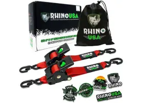 Td-rsre2x10-red-r Rhino Usa 810109891382 Retractable Ratchet Straps 2 Inch X 10ft 2-pack Red