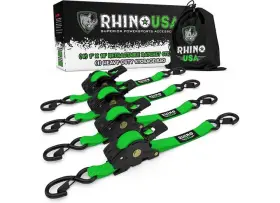 Td-rsre1x10-grn-r Rhino Usa 810109891405 Retractable Ratchet Straps 1 Inch X 10ft 4-pack Green
