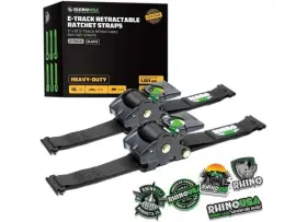 Rhino Usa 810109892341 Retractable E-track Ratchet Straps 2 Inch X10ft 2-pack Black