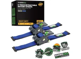 Rhino Usa 810109892396 Retractable E-track Ratchet Straps 2 Inch X10ft 2-pack Blue