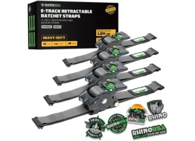 Rhino Usa 810109892440 Retractable E-track Ratchet Straps 2 Inch X10ft 4-pack Gray