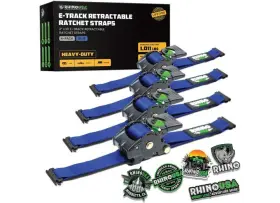 Rhino Usa 810109892457 Retractable E-track Ratchet Straps 2 Inch X10ft 4-pack Blue