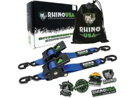 Td-rsre2x10-blu-r Rhino Usa 810109892884 Retractable Ratchet Straps 2 Inch X 10ft 2-pack Blue