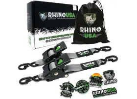 Td-rsre2x10-gry-r Rhino Usa 810109892907 Retractable Ratchet Straps 2 Inch X 10ft 2-pack Gray