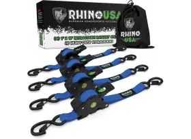 Td-rsre1x10-blu-r Rhino Usa 810109892914 Retractable Ratchet Straps 1 Inch X 10ft 4-pack Blue