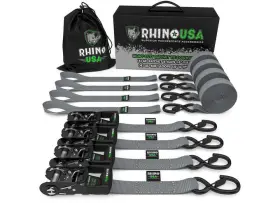 Rhino Usa 850007616694 Hdkit-4pk-gry 1.6 Inch X 8ft Hd Ratchet Tie-down Set 4-pack Gray