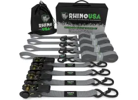 Rhino Usa 850007616700 Rcht-4pack-gry 1 Inch X 15ft Ratchet Tie-down Set 4-pack Gray