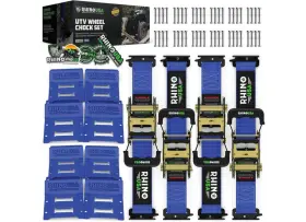 Td-sschock-2pk-blu Rhino Usa Utv Wheel Chock 4-wheel Tie-down Kit - Blue