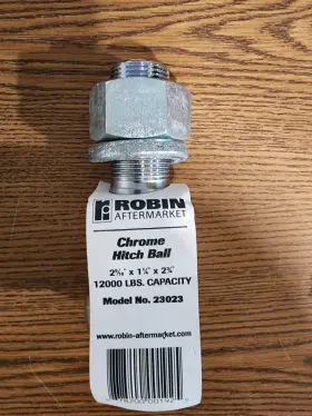 23023 Robin Chrome Hitch Ball 2 5/16 Inch X1 1/4 X2 3/4 12000 Lbs Capacity Brand New