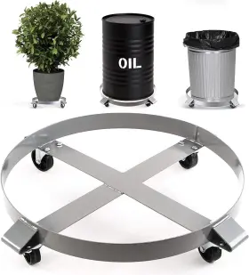 Rocktric 886961035134 Heavy Duty 1000 Pound Drum Dolly - 55 Gallon Trash Can With Silver