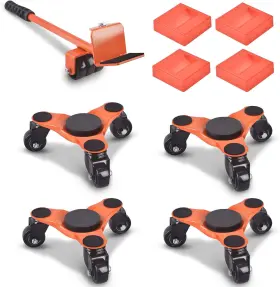 Rlds02-4p-eu Ronlap Furniture Dolly Movers With Wheels 3 Wheel 4 Orange