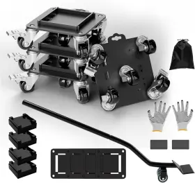 Ruojin Warm 784482212396 Furniture Dolly 5 Wheels Heavy Duty With Removable 1.5 Inch Black
