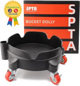 Wcdcw30 Spta Bucket Dolly With 5 Wheels Car Wash Roller Easy Push Black