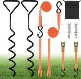 Ec00238 Succulentlovers Rv Awning Tie Down Kit - Heavy Duty 1 Set Orange Black