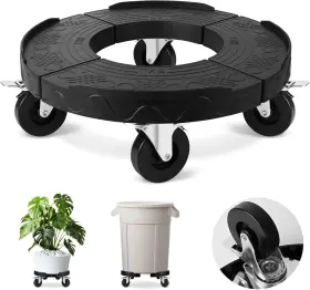 68ljt-b-1 Tolanbbt Trash Can Dolly With 3 In Upgraded Wheels 15-19 Adjustable Black