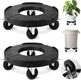 68ljt-b-2 Tolanbbt Trash Can Dollies With 3 In Upgraded Wheels - 2 Pack Black