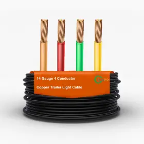 14-4-bj-25ft-ex Toolshq Trailer Light Cable 14-4 Wiring 14 Gauge 4 Wire Jacketed Black Flexible 25 Feet