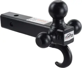 64181 Toptow Trailer Receiver Hitch Tri Ball Mount With Hook Black Balls