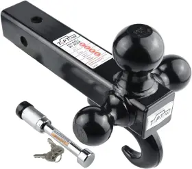 64181l Toptow Trailer Receiver Hitch Triple Ball Mount Black With Lock