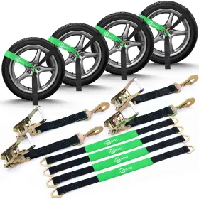 Ns1803b-a08 Trekassy 2in X 12ft Car Tie Down Straps For Trailers Heavy 144 Inch Black