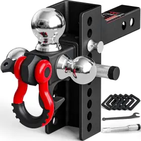 30029 Tyt Adjustable Trailer Hitch Tri Ball Mount Triple With Hook&shackle