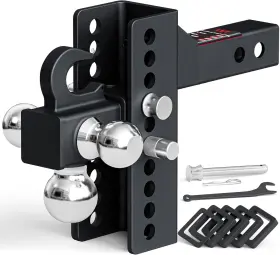 30030 Tyt Adjustable Tri-ball Trailer Hitch With Tow Triple Ball Hook Balck