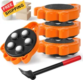 Wellhome 742183940888 Furniture Movers With Wheels Dollies - Heavy Duty 360 Rotating Orange