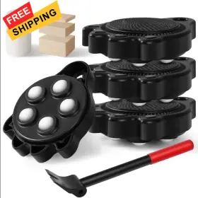 Wellhome 742183940901 Furniture Lifters For Heavy - 360 Rotating Rollers Black
