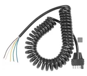 54000-027 Wesbar 5-way Flat Trailer End Connector Wire Harness 11ft Long Coiled Cable