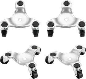 Mp-0320-01 Weyleity 4 Pack Steel Tri-dolly Set 3 Wheel Furniture Mover Dolly 220lbs Load Silver